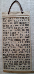 Canvas Wall Hanging Leather Strap You Are The Cheese To My Macaroni..15″x 30