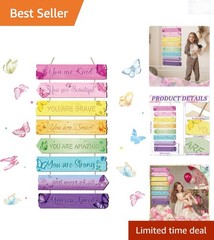 Kids Girl Room Decor Rainbow Wall Hanging Wooden Aesthetic Inspirational Quotes