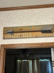 Rustic Distressed Wood Wall Plaque w/ Metal Arrow 3D Effect 27.5 in Large