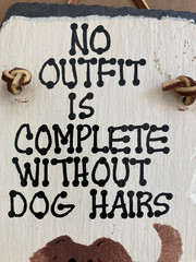 Slate Plaque, “No Outfir is Complete without Dog Hairs,Leather Strap to Hang
