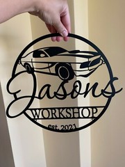 Personalized Workshop Name Sign Gift Dad Metal Wall Art Custom Garage Man Cave