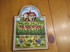 Decorative Terracotta Wall Plaque Made Italy,Country Farmyard,Nice!