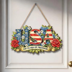 250th Anniversary Decoration Wooden Floral Door Sign 250 Years of
