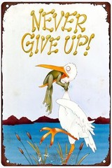 Never Give Up frog Art Wall Art decoration Nostalgic Tin Sign Retro Tin Wall Met