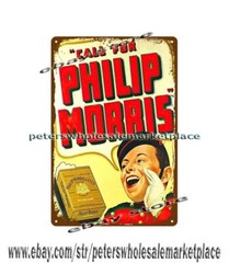 PHILLIP MORRIS man cave tobacco cigarette smoking metal tin sign wall artwork