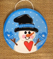 Snowman Heart Winter Holidays Christmas Sign Door Wall Hanger Hand Crafted