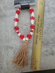10.6″ Beaded Hanger Tassel Tiered Tray Home Decor Girls Room Red White NEW GG
