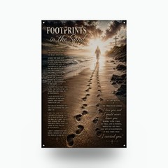 Footprints in the Sand Metal Wall Art, Christian Aluminum Sign, Faith Home Decor