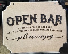 Laser Engraved Wood Wall Art Plaque 14×11 In. Open Bar
