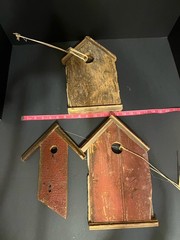 Set If 3 Rustic Birdhouse Decor Reclaimed Barn wood Primitive Farmhouse Decor