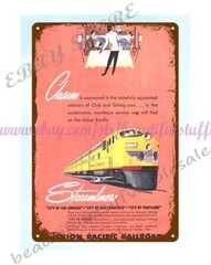 1940s UNION PACIFIC RAILROAD STREAMLINERS Trains metal tin sign metal art wall