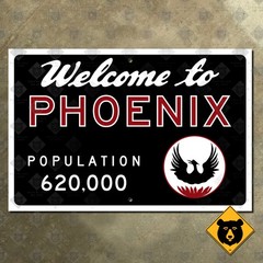 Welcome to Phoenix Arizona city limit marker road highway sign 1970s 21×14
