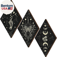 3 Pcs Rustic Boho Wall Decor Moon Phases Butterfly Wall Art Stars Moon Decor Min