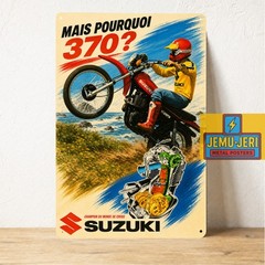 Suzuki 370 Vintage Motocross Metal Sign 8x12inch Retro Dirt Bike Poster