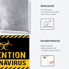 2D Flat Metal Warning Sign – Black Yellow White Stripes