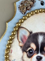 Chihuahua Charm Wall Plaque, Baroque Ornate Dog Decor 8×14, Shabby Chic Art Gift