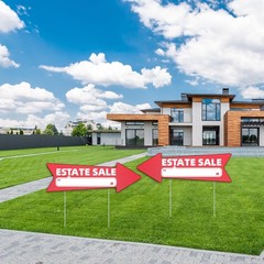Estate Sale Red Arrow Yard Sign With Stakes Double Sided 16×5 Inch 10 PCS