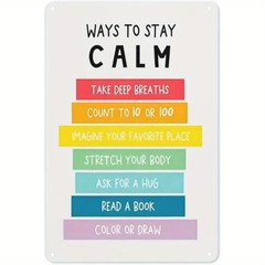 Functional Relaxation Tips Metal Sign “Ways to Stay Calm” Retro Hanging Decor