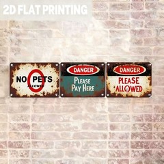 Distressed Multi Tone Warning Metal Sign Diner Convenience Store Lounge Wall Art