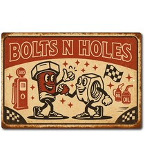 Bolts and Holes Funny 12×8 Distressed Wall Decor Aluminum Sign
