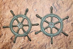 2-SHIPS WHEEL Plaques,Nautical Accents,Coastal Decor,Gifts,Harbor Style,N-27