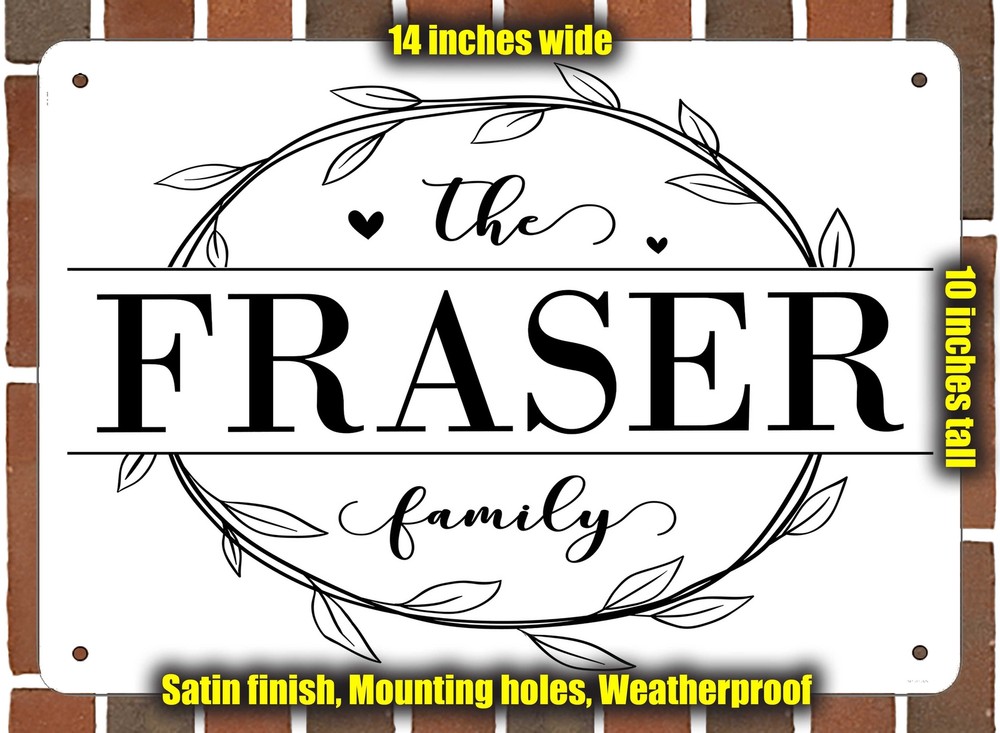 Fraser Family Decorative Metal Door or Wall Plaque (Style 1)