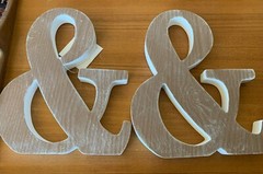 Lot of 2 – ( & ) Ampersand Wood Table Top Home Decor Art Distressed Decoration