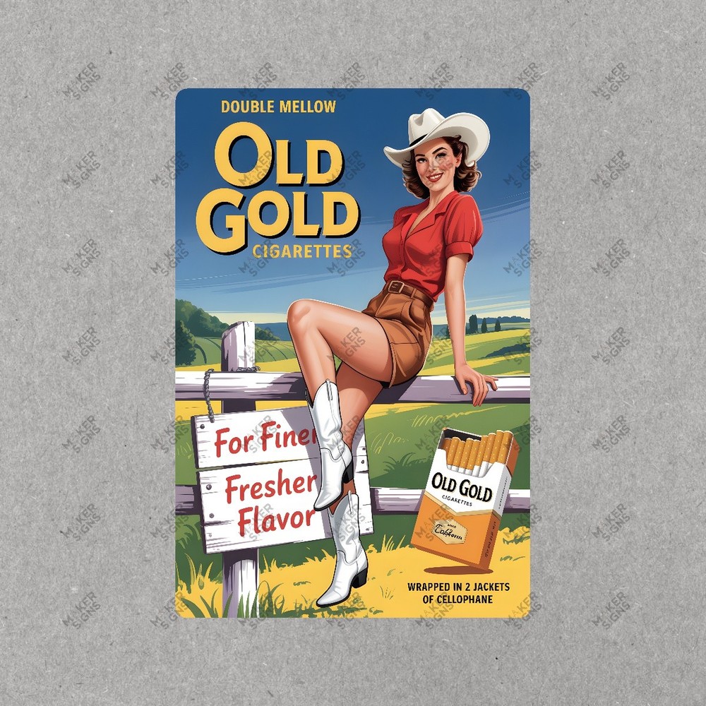 Vintage Style Old Gold Cigarettes Metal Sign Retro Pin Up Farm Decor #836803