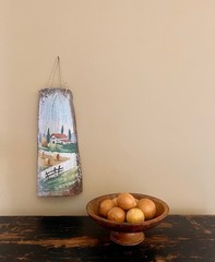 Vintage Italian Hand Painted Terra Cotta Roof Tile Wall Hanging Farmhouse Art 18