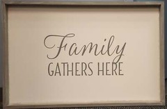 Quill to Paper Family Gathers Here Framed Wall Art, 24×36