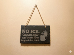 No ICE Engraved Natural Slate Sign – 7″ x 12″ Large Stone Wall Hanging with Rope