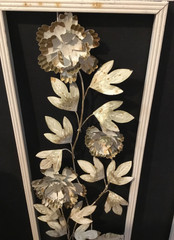 Vintage MCM Framed Wall Plaques/decor 3D Flowers Gold/White(set of 4)