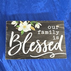 The Spring Shop Blessed Wood Table Sign 5×3.375″
