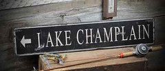 Custom Directional Lake sign – Rustic Hand Made Vintage Wooden Sign