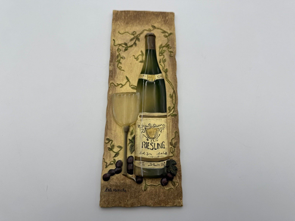 Vintage 2005 Kate McRostie 3-D Riesling Wine Wall Plaque 9 5/8”x 3 1/4”