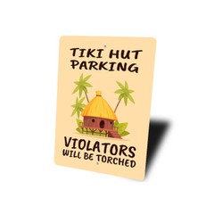 Tiki Hut Bar Parking Metal Sign