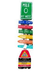 KEY WEST DIRECTIONAL SIGN HAND CARVED WOOD SIGN WALL ART HOME TIKI DECOR