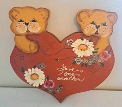 Love One Another Teddy Bear Wood Wall Decor Sign Cottage 90s 80s Vintage