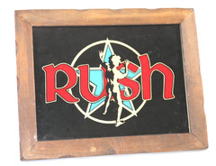 Vintage Rush Logo Framed Wall Art Glass Sign Rare Licensed Rock Band Decor