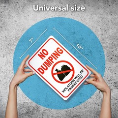 2 PC No Dumping Signs, 10×7 Aluminum No Littering Sign Outdoor Violators Will Be