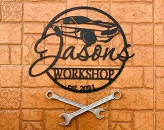 Personalized Workshop Name Sign Gift Dad Metal Wall Art Custom Garage Man Cave