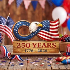 Wooden Eagle Decor Patriotic Table Centerpiece 1776-2026 Anniversary Gift Decor