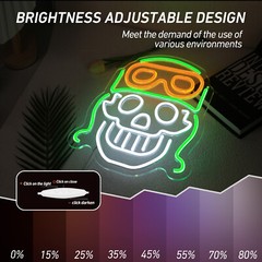 Cool Green Aviator Skeleton Neon Light, Unique Día de los Muerto Themed Wall Art