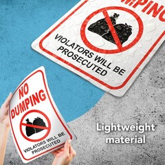 2 PC No Dumping Signs, 10×7 Aluminum No Littering Sign Outdoor Violators Will Be