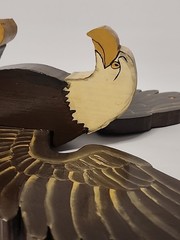 American Eagle Wall Decor Patriotic USA Flag Pole Holder Wood Eagle *Repaired