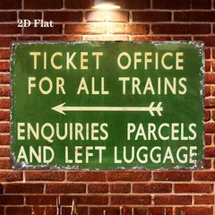 1pc Vintage Tin Sign in Vibrant Colors, Classic Train Ticket Design