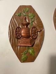 Set of 2 Vintage Plaster/Chalkware Coffee Kitchen Wall Plaques 7.5”x12” Decor
