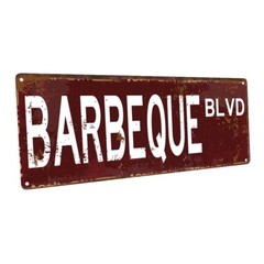 Barbeque Blvd Metal Street Sign, Patio Decor, Outdoor Living, Kitchen Decor