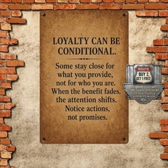 Human Nature Loyalty Quote Brown Distressed Typography Metal Plaque