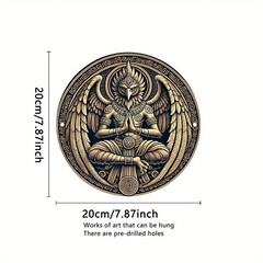 Garuda Stone Etched Style Metal Wall Art Mythology Disc Sign 7.87 Inch